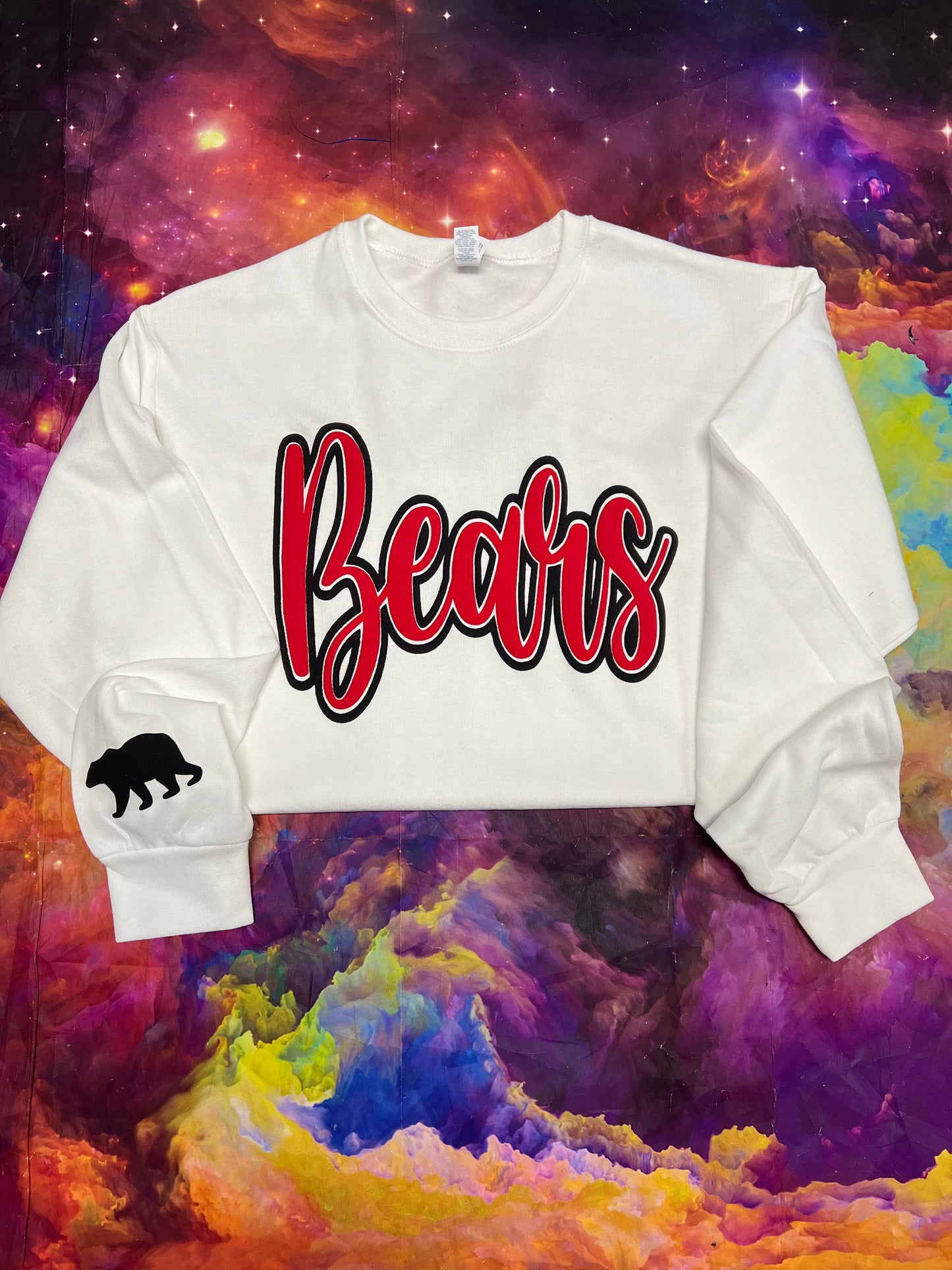 White bears double puff with sleeve on sweatshirt option