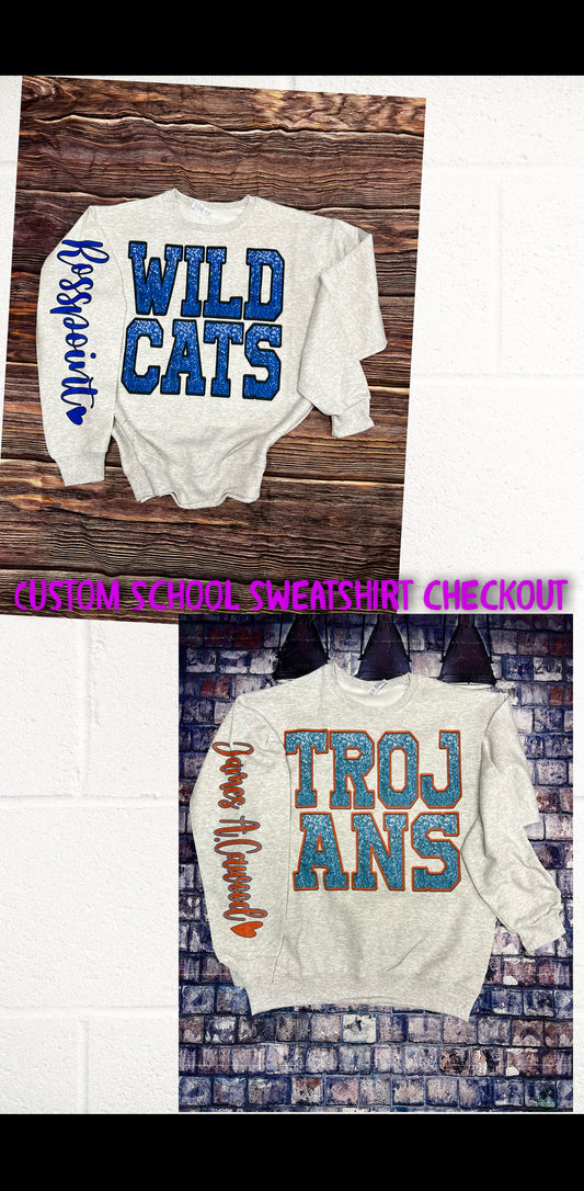 Custom school sweatshirt checkout