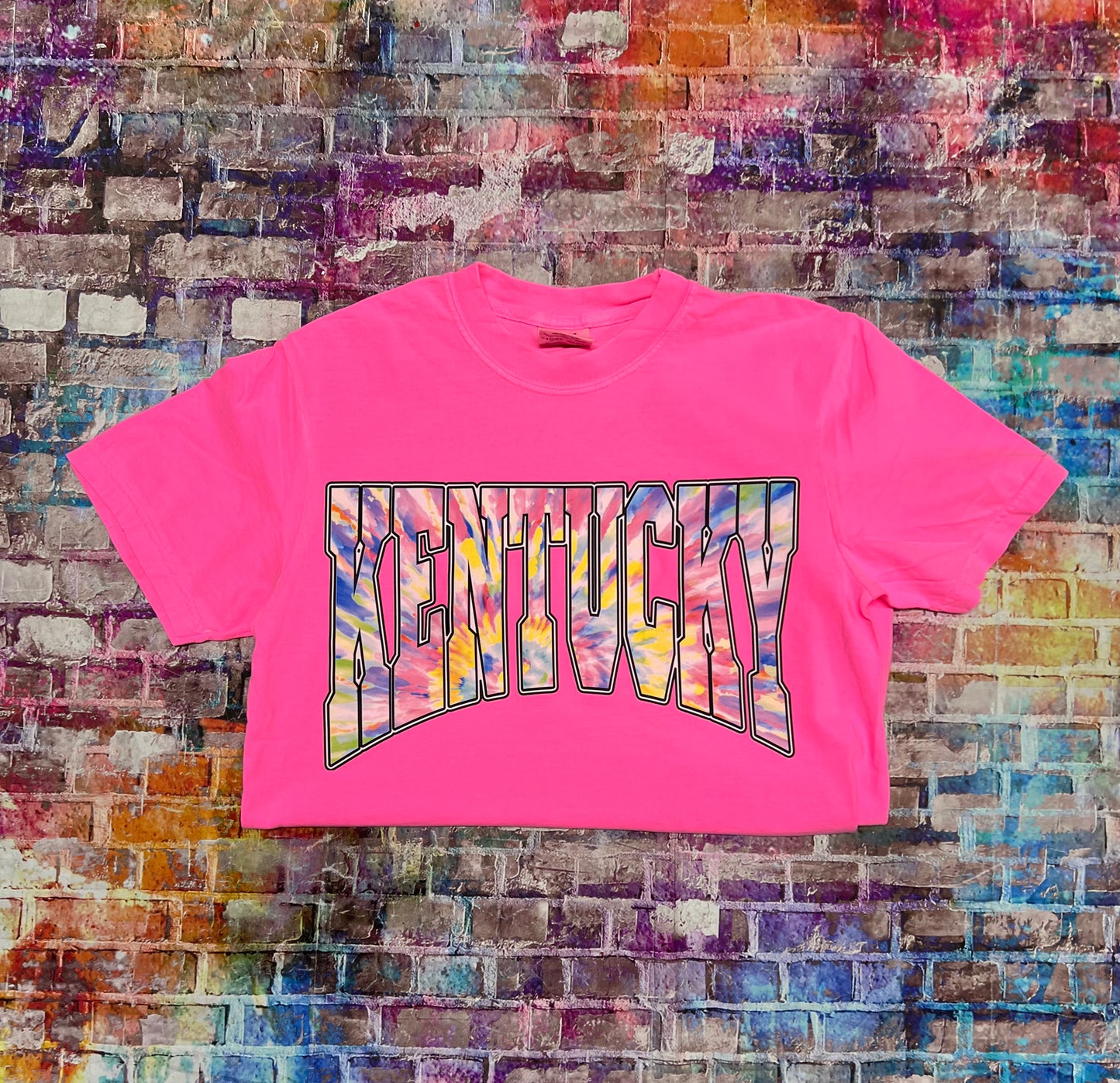 NEON PINK COMFORT COLORS WITH TYE DYE PRINT