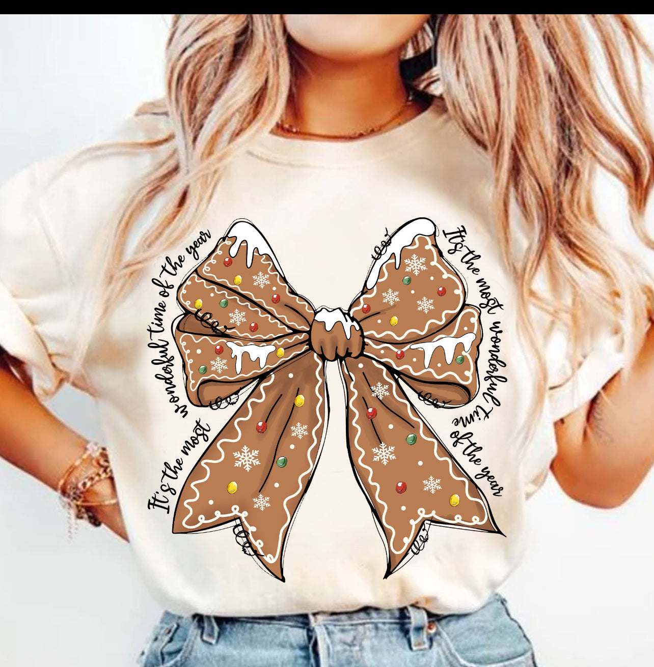 Gingerbread bow sublimation T